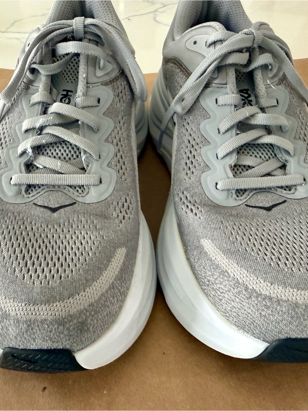 Hoka Men's Light Gray Athletic Running Sneakers
